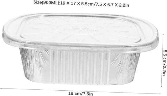 10Sets Aluminum Foil Food Storage Boxes with Lids Versatile Grill Tray Air Fryer Baking Pans for Bbq Meal Prep and Catering Events Stackable Design