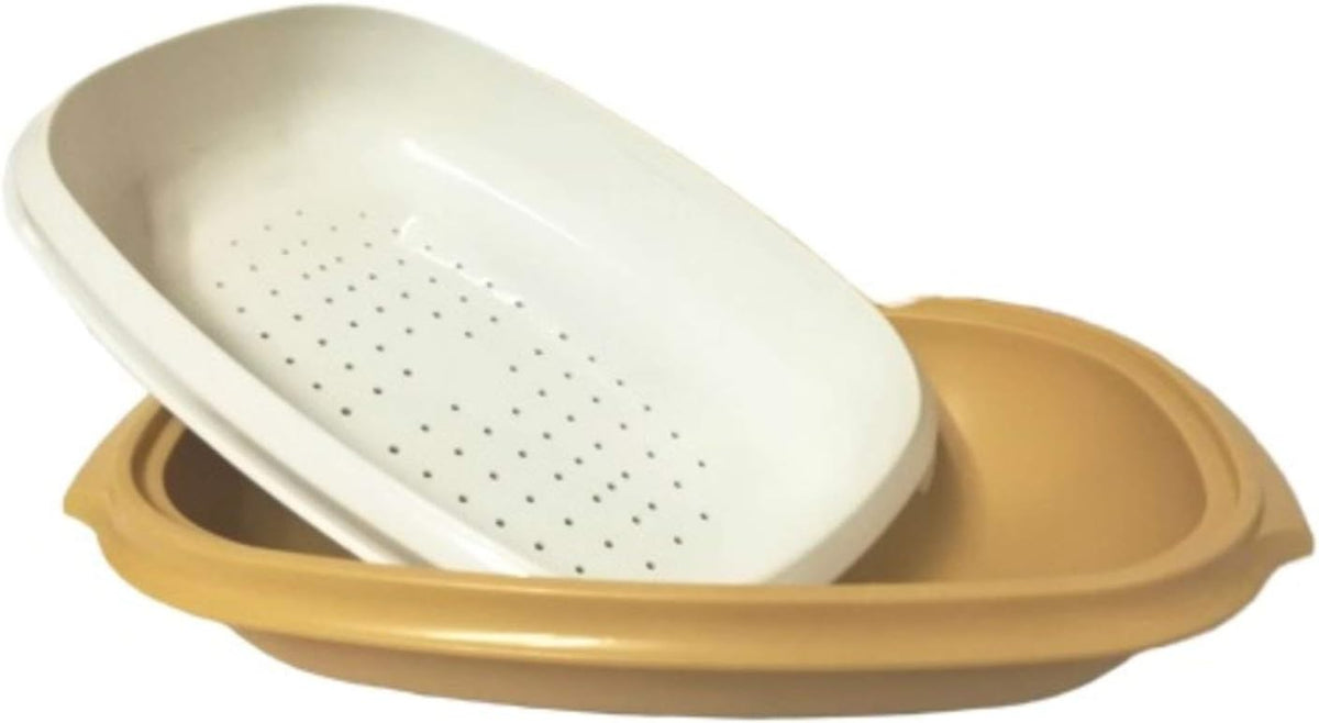 Gold and White Tupperware Steamer w/ Divider