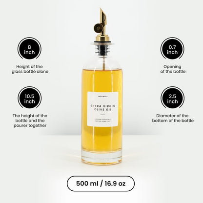 Molimoli - Premium Olive Oil Dispenser Bottles for Kitchen with Pourer - Oil and Vinegar Dispenser Set, Glass Dispenser for Kitchen, Dispenser Bottle of 350ml