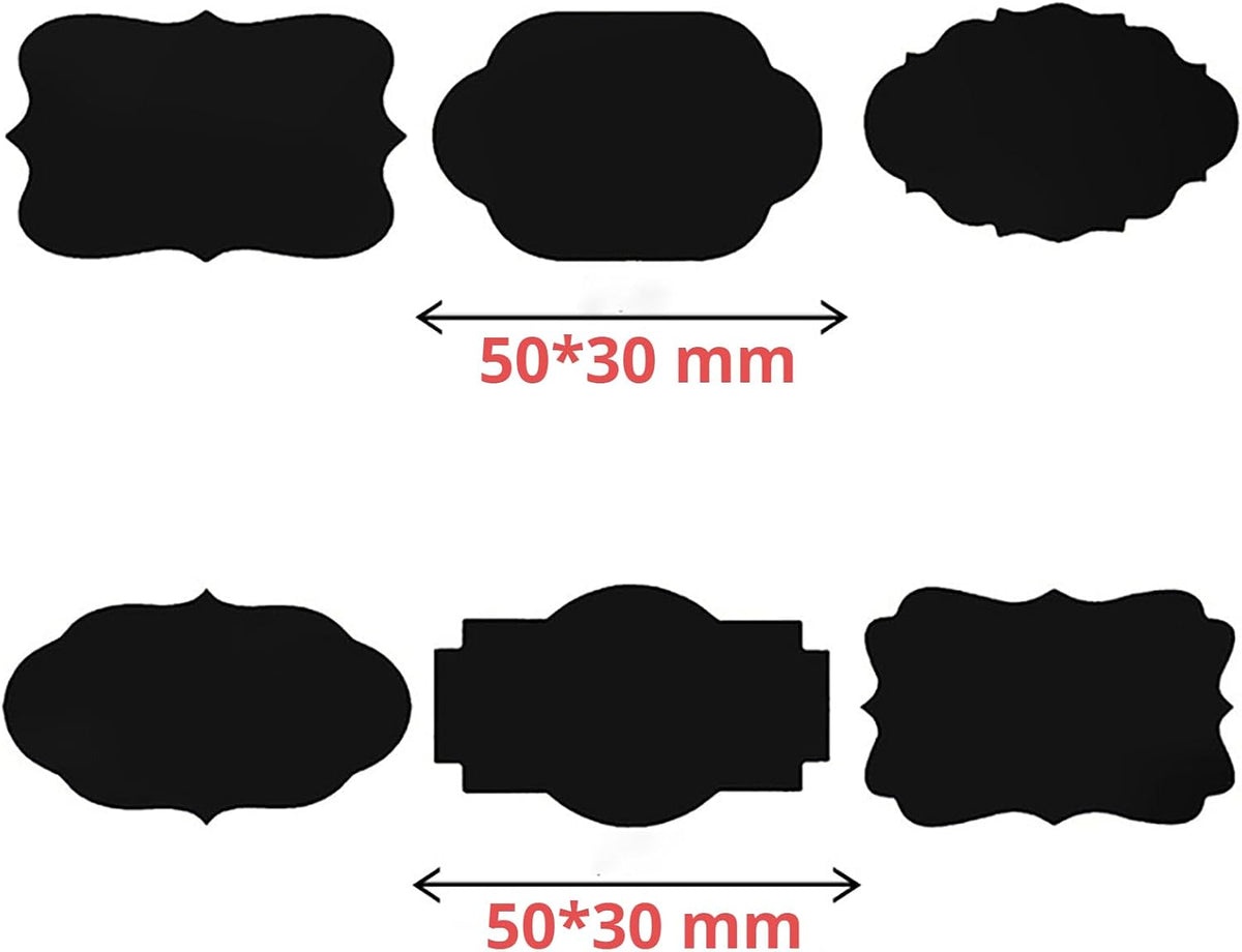 Chalkboard Labels 180pcs Waterproof Reusable Label Stickers with 2 White Liquid Chalk Markers for Storage Bin, Food Container, Mason Jars 5X7.5cm Black