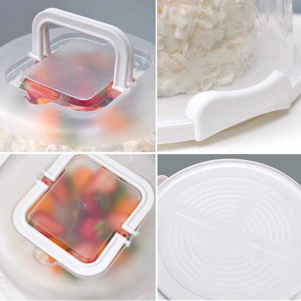 Plastic Small Cake Carrier Holder Cover Round Container with Collapsible Handles Suitable for 7 inch Diameter and 2.5 inch Height Cake (Pink)