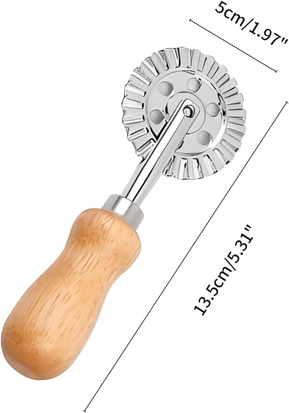 Ravioli Cutter Wheel, Fluted Pastry & Pizza Wheel with Wood