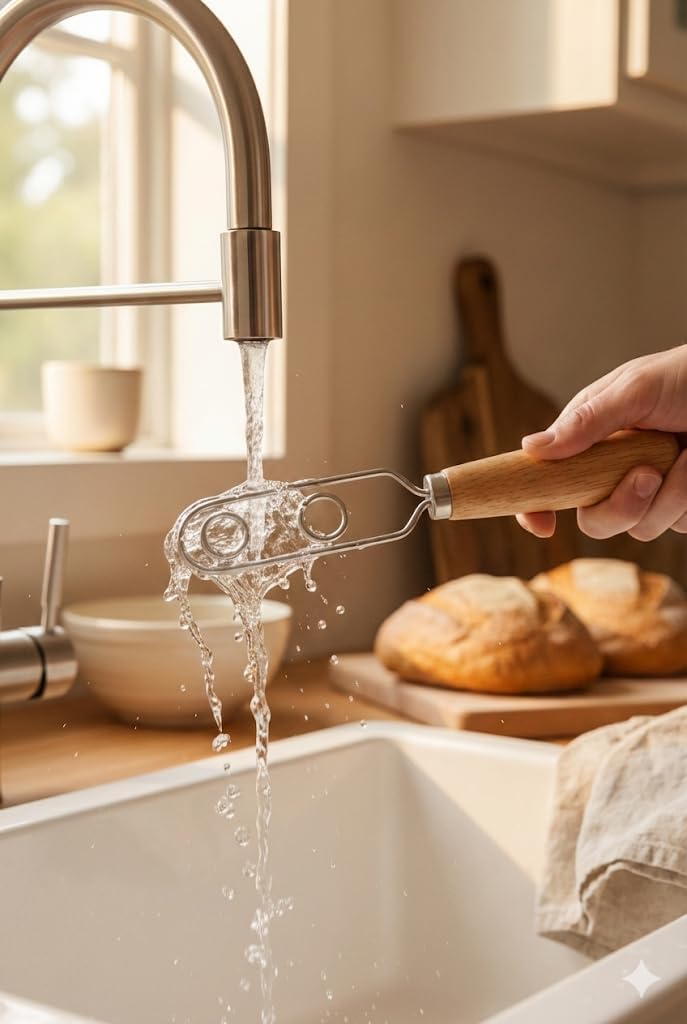 Sourdough Starter Stirring Hook and Danish Dough Whisk | Small Size to Fit in Jars | Improve the Mixing Standard Of Your Starter For Better Baking Results | New England Sourdough Starter Co.