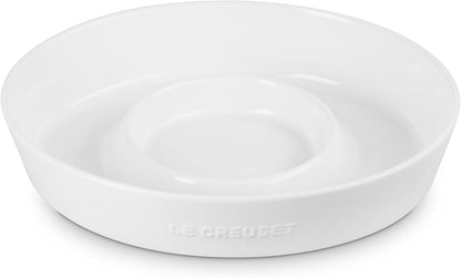 Le Creuset Stoneware Signature Oval Chip and Dip Platter, 13", White