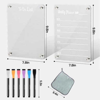 Magnetic Calendar for Refrigerator，Fridge Calendar for Weekly Calendar Set， Includes 6 Dry Erase Markers, 1 Towel,8 Magnetic Column Silicone Pads，House Must Haves