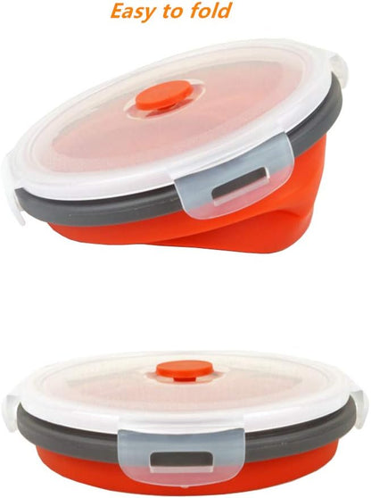 CARTINTS Silicone Collapsible Food Storage Containers-Prep/Storage Bowls with Lids - Set of 3 Square Silicone Lunch Containers - Microwave, Dishwasher and Freezer Safe (blue)