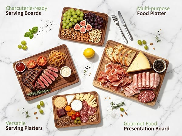 AZRHOM Large Acacia Wood Cutting Board 18x12 In Chopping Board