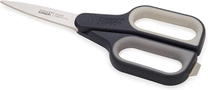 Joseph Joseph PowerGrip Kitchen Shears Scissors with Thumb Grip and Herb Stripper Separates for Cleaning Japanese Stainless-Steel, White/Green