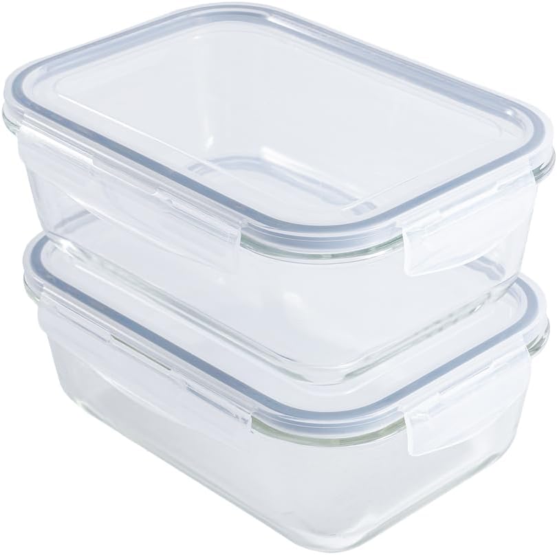 8 Cups Large Glass Container with Lid, Oven, Freezer and Microwave Safe, Clear Container