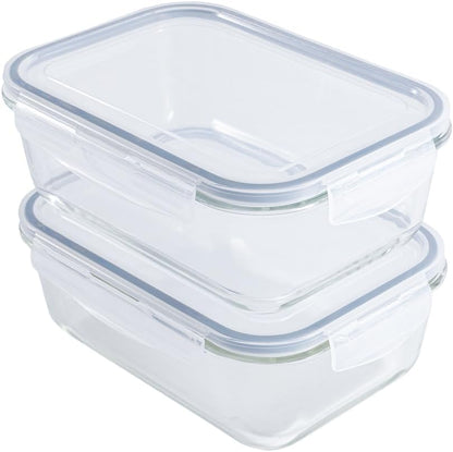 8 Cups Large Glass Container with Lid, Oven, Freezer and Microwave Safe, Clear Container