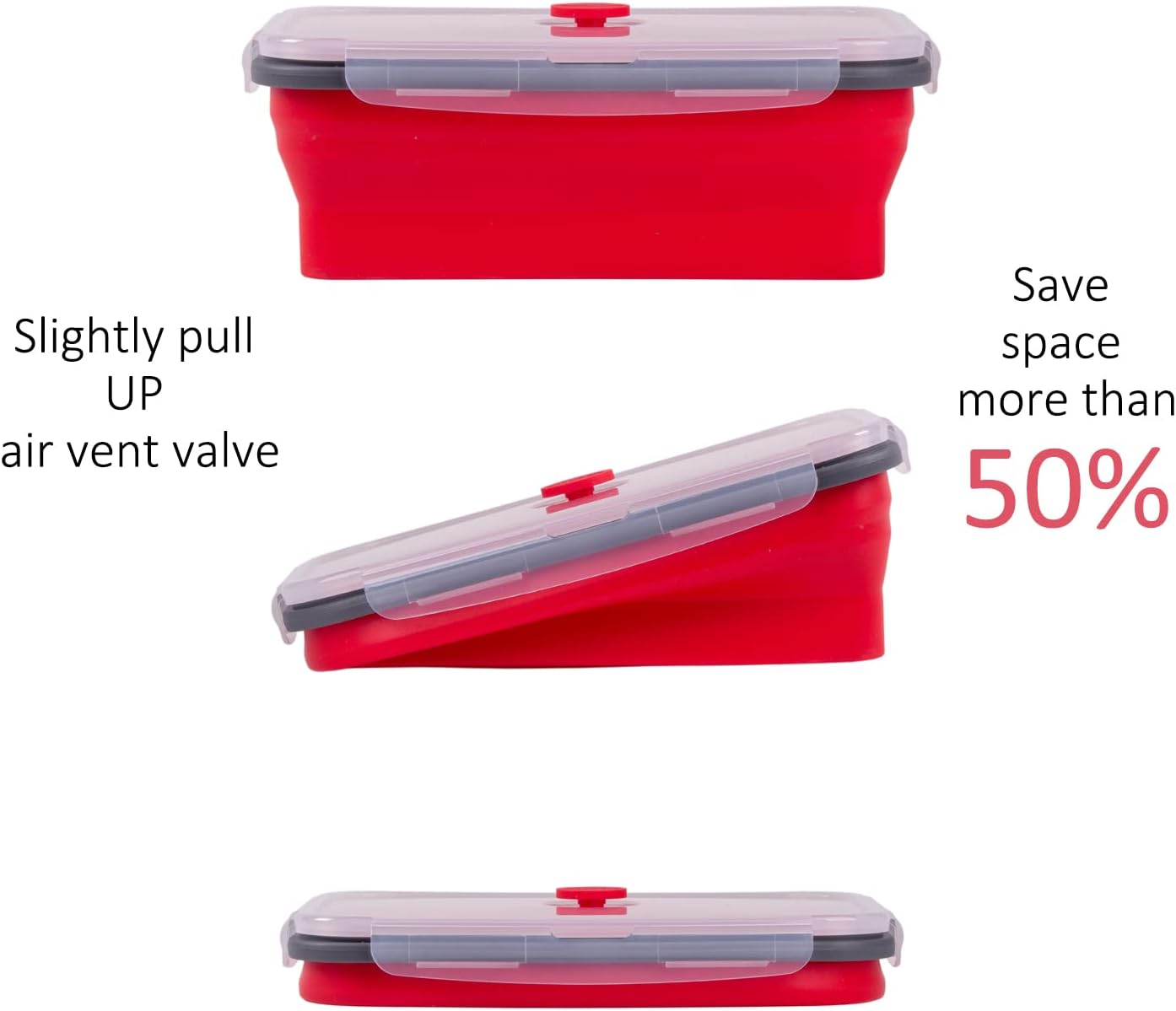 Collapsible Food Storage Containers with Lids, 4 Pack, 40 oz Silicone 1-Compartment Meal Prep Containers Reusable, Lunch Bento Boxes for Adults, Microwave Freezer Dishwasher Safe, BPA-Free, Black