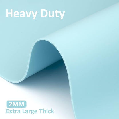 Silicone Mat Heat Resistant Mats for Countertop, Large Silicone Mats for Crafts Kitchen Counter Workbench Table protector, Size 36x24 inches Thick 2mm,Rolled Package,Light Blue