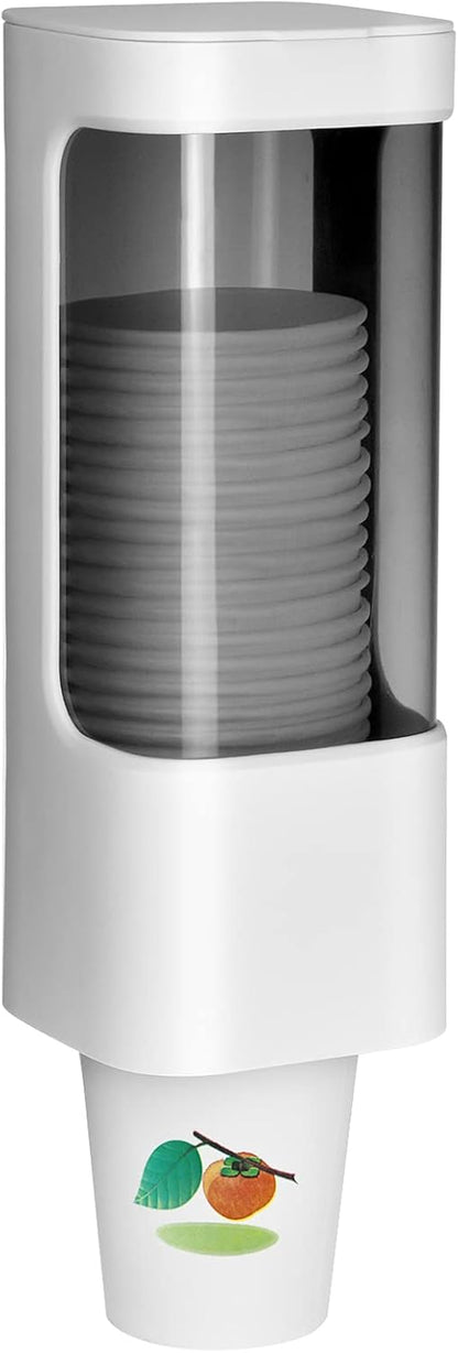 Cup Dispenser Wall Mounted Bathroom Cup Holder, 3oz-5oz Disposable Paper Cup Plastic Cup Dispenser, Water Cooler Dispenser Cup Holder with Paste Plate for Home Office Hospital Gym