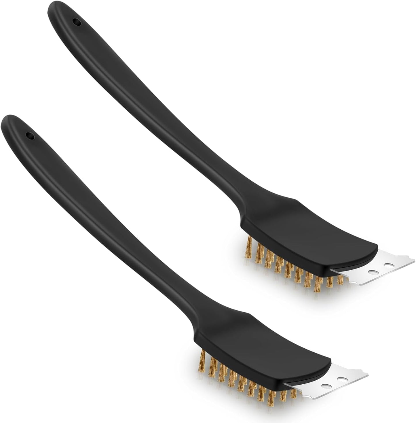 Chengu 2 Pcs 8 Inch BBQ Grill Brush for Outdoor Grill and Scraper Stainless Steel Wire Extra Strong Cleaner Heavy Duty Barbecue Cleaning Brush Cleaner