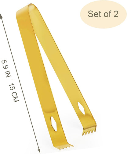 2 Pack Ice Tongs 5.9 Inch Small Serving Tongs Food-Grade Small Tongs for Appetizers Stainless Steel Sugar Tongs Ice Tongs for Ice Bucket Party Coffee Bar, Silver