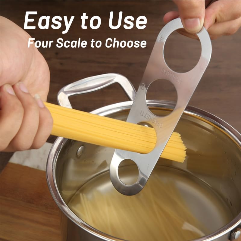 2 Pack Stainless Steel Spaghetti Measure Tool - Quick Pasta Measuring Tool with 4 Serving Pasta Measuring Portion Control Gadgets for Kitchen Cooking (Silver)