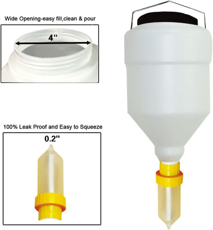 Large Capacity Condiment Dispenser for Restaurant and BBQ - Refillable Sauce Squeeze Bottle and Leak Proof Design for Mustard, Salad, Ketchup and More (round, 3.5 Liters)