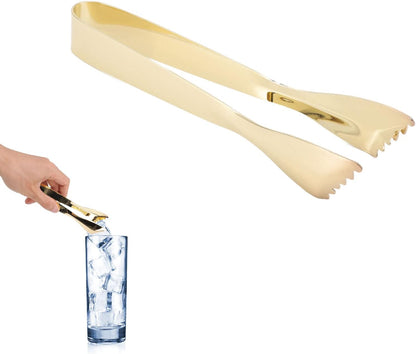 Ice Tongs, Gold Tongs for Serving Food, Stainless Steel Serving Tong Sugar Cubes Tongs, Ice Cube Tong for Camping Barbecue Salad Desserts Frying Party Coffee Bar