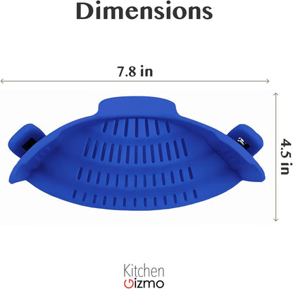 Kitchen Gizmo Snap N' Strain - Silicone Pasta Strainer Clip-On for Pots and Pans - Heat Resistant Colander for Vegetables and Noodles - Kitchen Gadgets for Cooking - Space-Saving Design - Gray