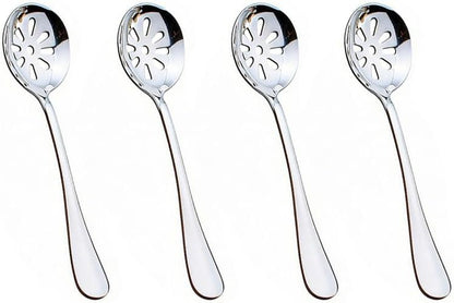 Hetenoyo Mini Slotted Spoon Set, 4 Pack Stainless Steel for Kitchen