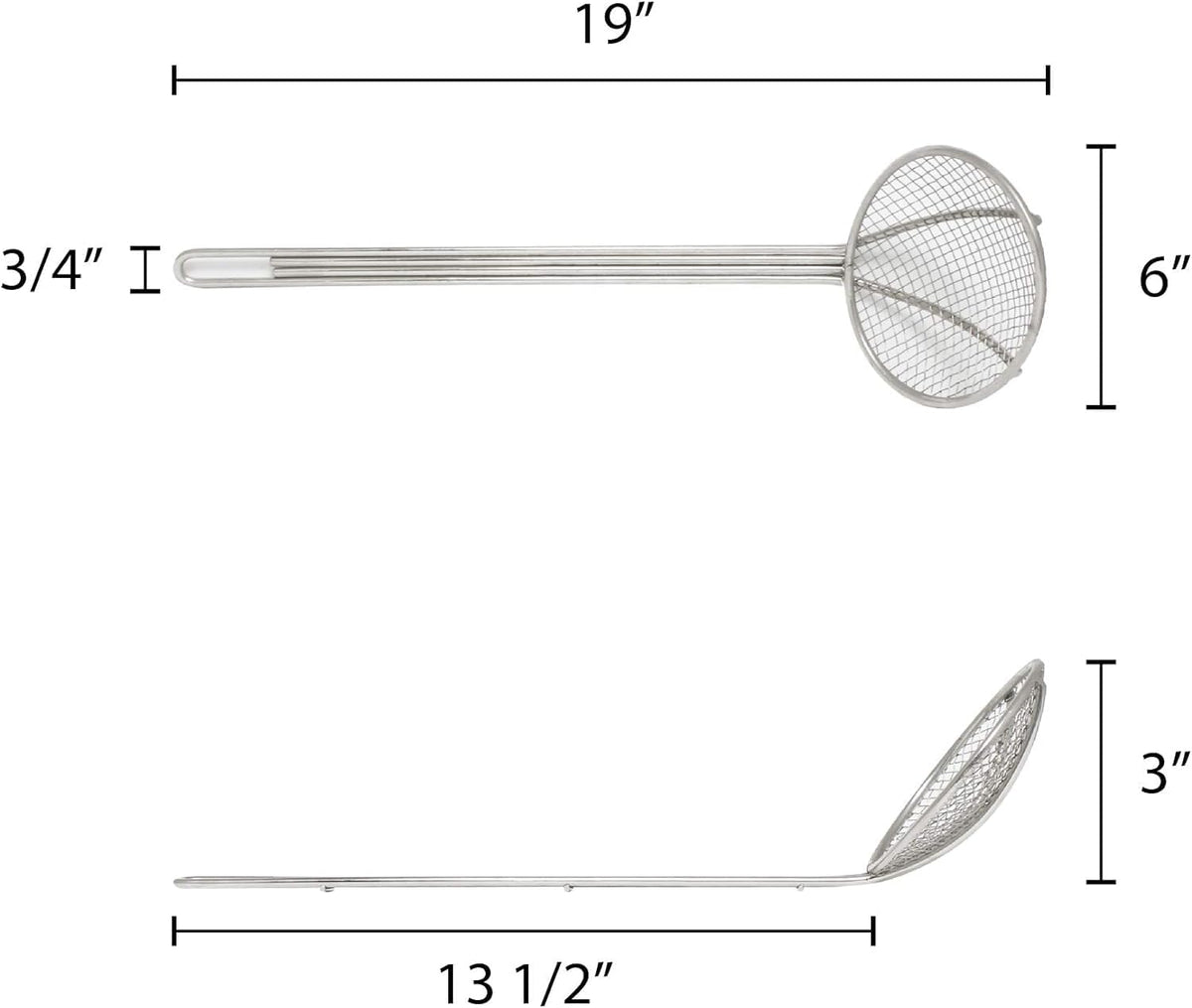 TrueCraftware- 12 Inch Round Wire Skimmer Nickel Plated- Mesh Strainer Skimmer Spoon for Cooking Draining Pasta Noodles Vegetables Rice Quinoa