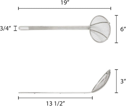 TrueCraftware- 12 Inch Round Wire Skimmer Nickel Plated- Mesh Strainer Skimmer Spoon for Cooking Draining Pasta Noodles Vegetables Rice Quinoa