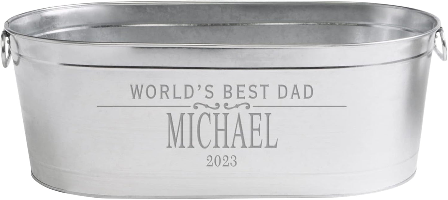 Let's Make Memories Personalized Beverage Tub - Custom Beverage Tub - Customize With Name & initial - Galvanized Drink Tub - 20 ¾"L x 11 ¾"W x 7" H - 5.5 Gallons