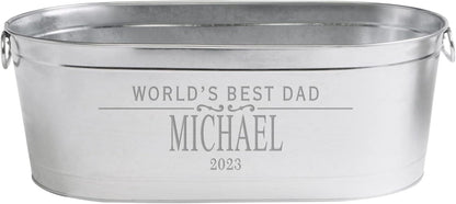 Let's Make Memories Personalized Beverage Tub - Custom Beverage Tub - Customize With Name & initial - Galvanized Drink Tub - 20 ¾"L x 11 ¾"W x 7" H - 5.5 Gallons