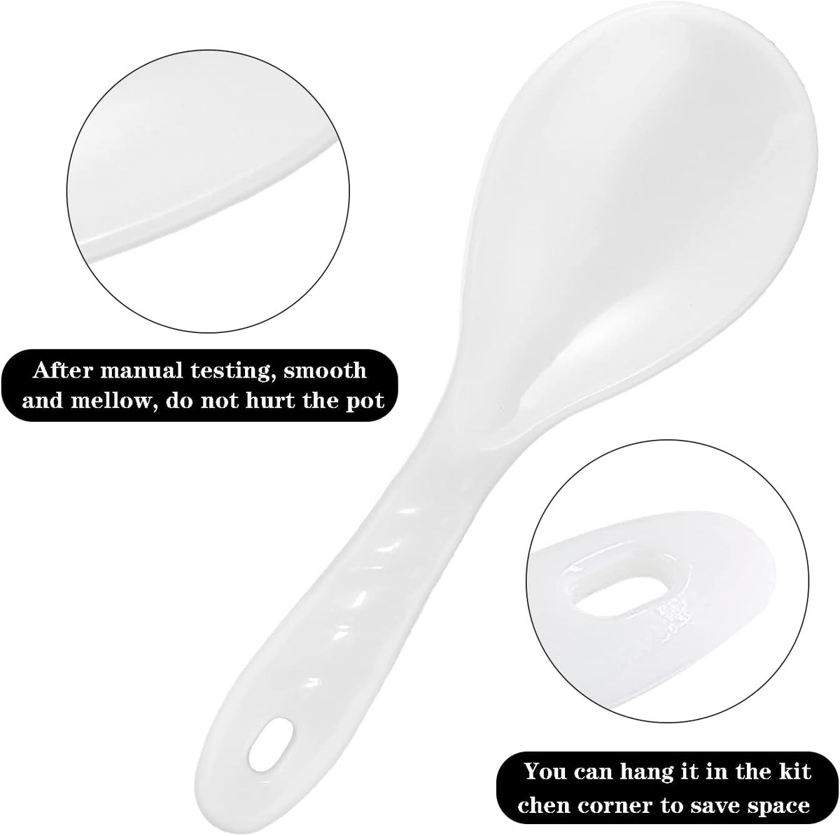 2-Piece Plastic Rice Paddle & Spoon, White E