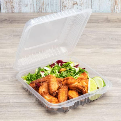 Karat FP-HC99PP-3CU 9"X 9" PP Hinged Containers 3 Compartment - (Case of 200)