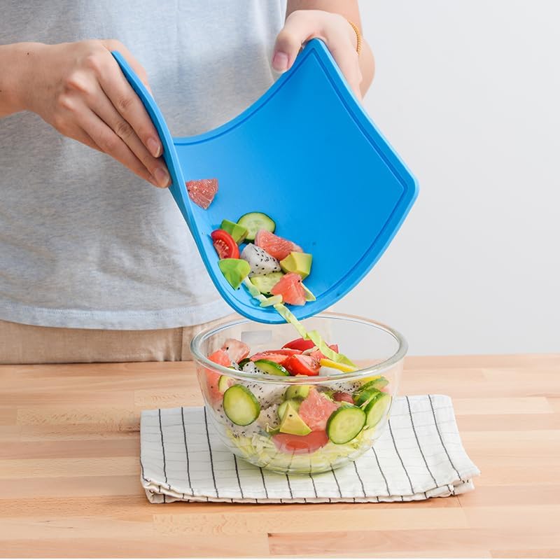 Liflicon Thick Cutting Boards for Kitchen Silicone Chopping Board Set of 2 Mid 12.6'' x 9.1”,Mini 9.1”x7.1” Non-slip Deep Drip Juice Groove Easy Grip Handle,Dishwasher Safe-Red