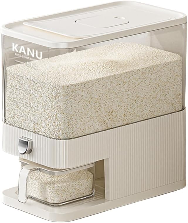 Rice Dispenser 22 Lbs,Sealed Rice Storage Container with Measuring Cup Moisture Proof,Large Cereal Dispenser Dry Food Storage Container Bins for Grains,Flour,Corn,Pet Food