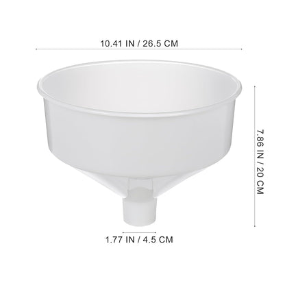 DOITOOL 10.43" Wide Mouth Plastic Funnel, Extra Large Food Grade Kitchen Funnels for Beer Oil Jam Beverage Filling, Liquid Dry Ingredients, 1-Pack White