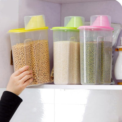 Wakauto Clear Cereal Container with Pour Spout and Measuring Cup Airtight Watertight Food Storage Container for Rice Grain Oatmeal Sugar Nuts Beans 8.26 X 6.29 X 3.14 in
