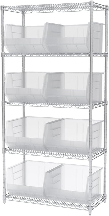 Akro-Mils 30270 AkroBins Plastic Storage Bins, Space-Saving Stackable Bins for Garage, Pantry, Craft Organization, 18" x 16" x 11", Clear, 3-Pack