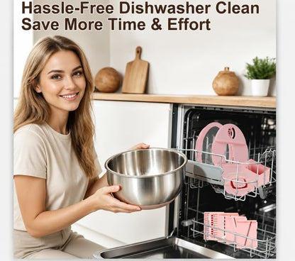 Stainless Steel Salad Spinner Large with 5 Blades Slicer, Lettuce Washer Spinner and Dryer, Vegetable Fruits Chopper Bowl, Egg Yolk Strainer Comes with Dipping Saucers and Clip, 5.3Qt