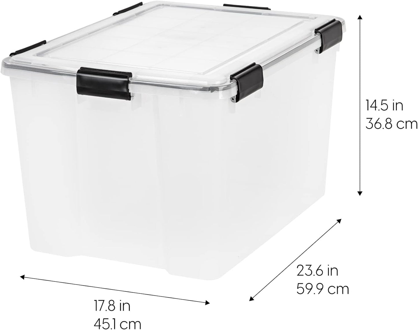 IRIS USA 106 Quart WEATHERPRO Wheeled Plastic Storage Bin Tote Organizing Container with Durable Lid and Seal and Secure Latching Buckles, Clear/Black, 3 Pack