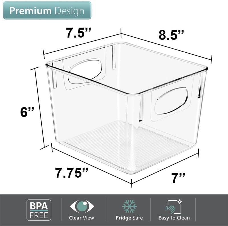 Sorbus Large Clear Plastic Storage Bins for Shelves, Clothes, with Handle - Clear Storage Bins, Drawer, Shelf, Closet, Pantry, Fridge, Freezer Organizer Bins, Closet Organizers and Storage (4 pack)