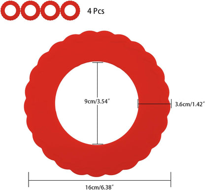 4Pcs Mini Pie Crust Shields, Silicone Mini Pie Pan Shields for Edges of Baking Pie, Red