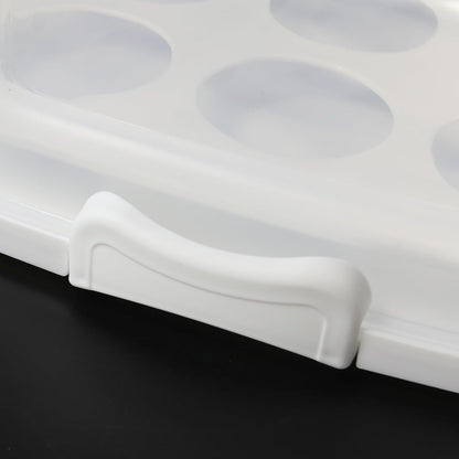 2in1 Cupcake Carrier and Cake Keeper with Lid, Rectangle Pie Carrier,Large Portable Storage Container for Storing 12 Cupcakes or 1 Large Cake (White)