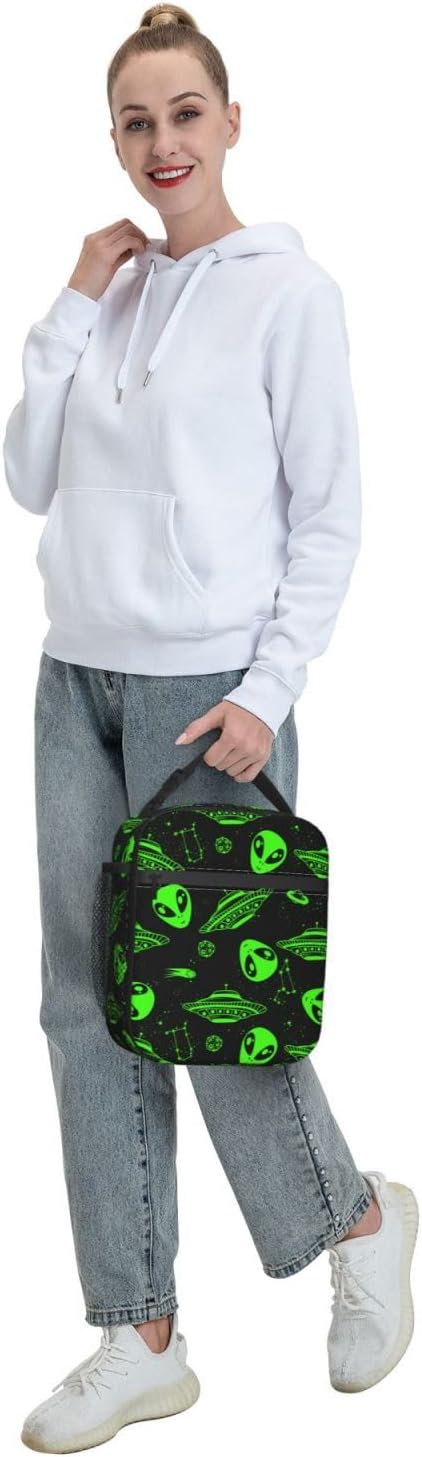 Black Cat Reusable Lunch Box Food Bag Insulated Lunch Bag for Teenage Boys Girls School Beach