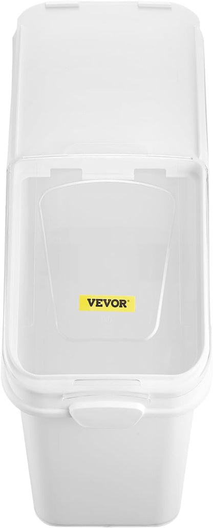 VEVOR 27 Gallon food storage containers 500 Cup Ingredient Bin with Scoop and Sliding Lid Commercial Food Container Ideal for rice storage, dog food container, flour, and sugar containers, White