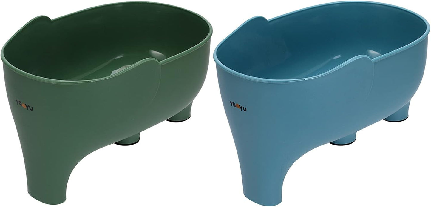 2PCS Vegetables Washing Basket Elephant Drainage Basket Fruit Basket for Draining Pasta Noodles Kitchen, PP Material, 22x14x10cm (Blue & Gray)