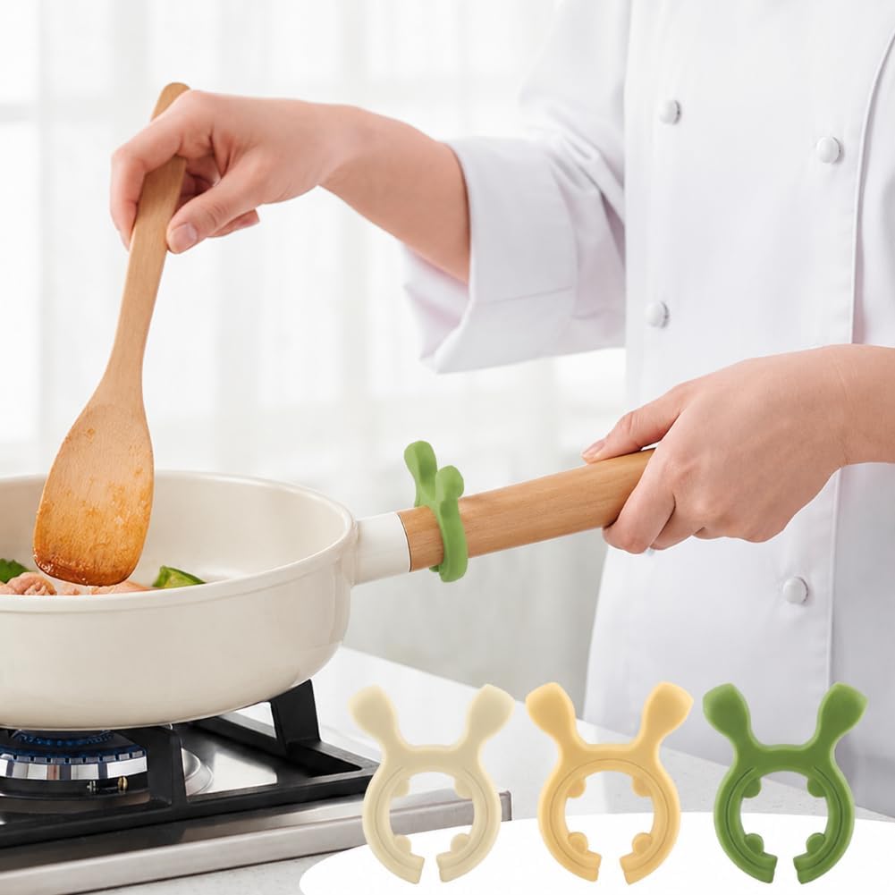 9 Pack Multifunction Silicone Pot Handle Spatula Rack, Anti Scalding Spoon Holder for Pot, Heat Resistant Steam Releaser, Non Slip Spatula Holder Stove Organizer for Kitchen, White Green Yellow
