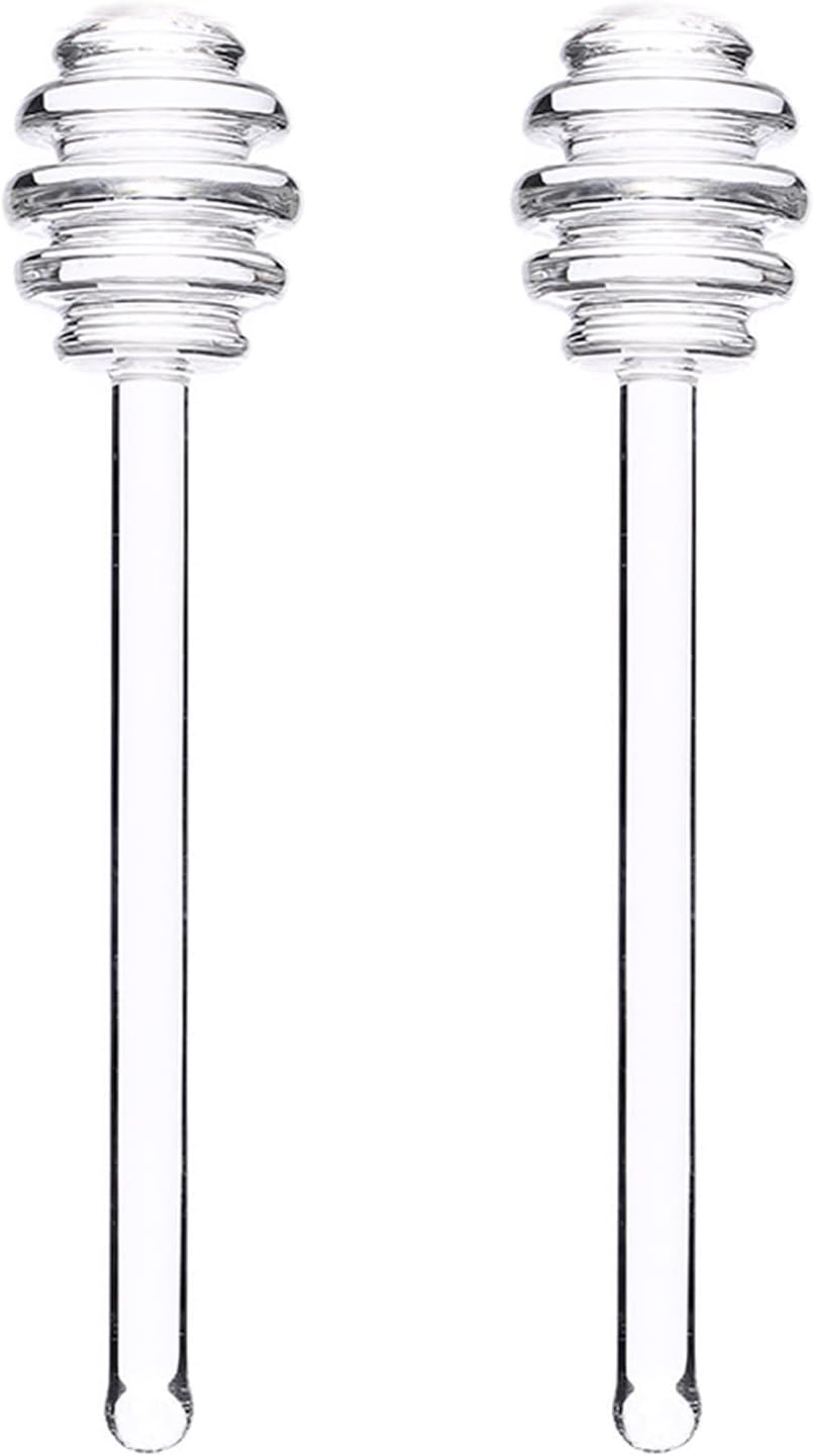 WAFJAMF 2 Pcs 6" Glass Honey Dipper Stick, Syrup Stirrer Spoon for Jar