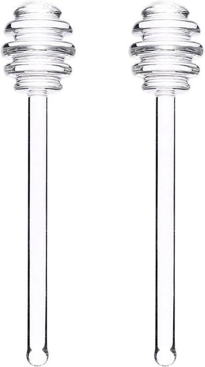 WAFJAMF 2 Pcs 6" Glass Honey Dipper Stick, Syrup Stirrer Spoon for Jar