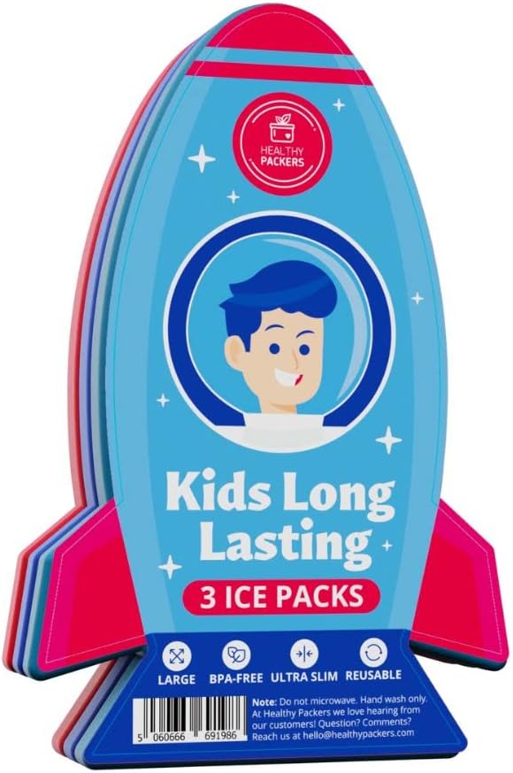 Healthy Packers® Reusable Ice Packs for Lunch Boxes Kids and Adults | Long‑Lasting Thin Freezer Packs for Coolers, Bento Boxes, Lunch Bags, Travel, School Meals, Meal Prep (10-Pack | Square)