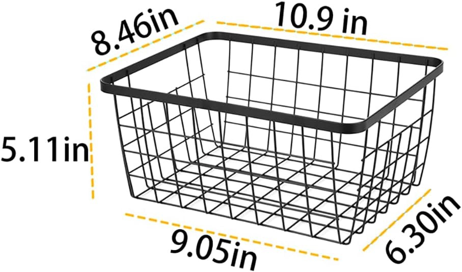 Kitchen Wire Baskets Farmhouse Decor Metal Food Storage Organizer,Household Refrigerator Bin with Built-in Handles for Cabinets, Pantry, Bathroom,2 Packs(white)
