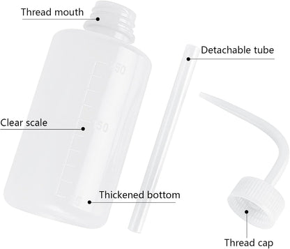 Wash Bottle 2pcs 250ml/8oz Safety Watering Tools, Economy Plastic Squeeze Washing Cleaning With Narrow Mouth Scale Labels for Medical Succulent Irrigation Plant (Black)