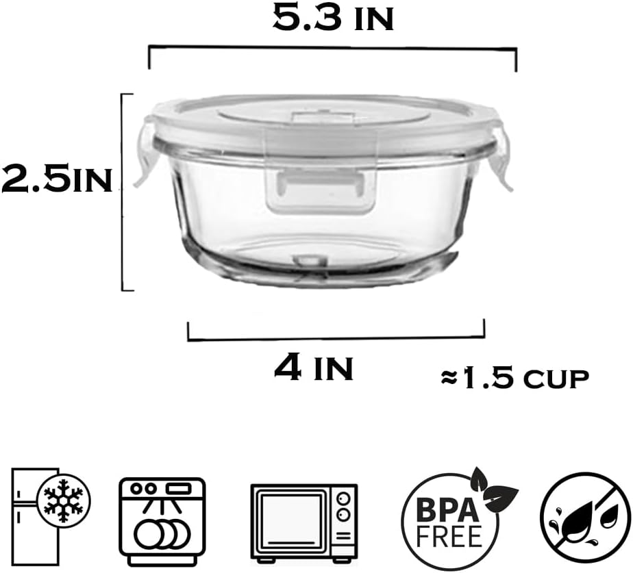 8 Pcs Square Glass Food Storage Container with Lids, 16OZ Square Glass Meal Prep Containers Set, 2 Cup glass Food Storage for Lunch Salad, Microwave, Oven, Freezer, Dishwasher Safe (4 Pack)
